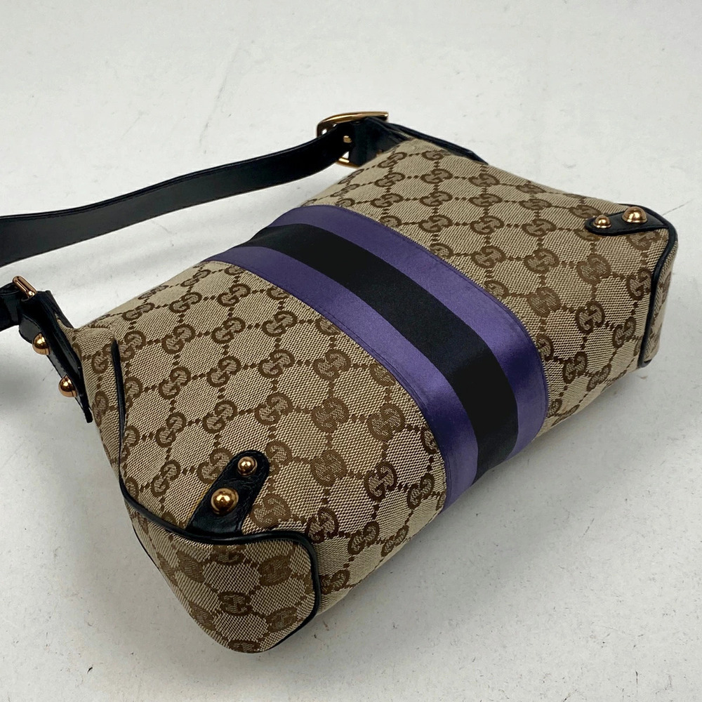 Gucci GG shoulder bag handbag Sherry Web canvas beige black - Picture 2 of 7
